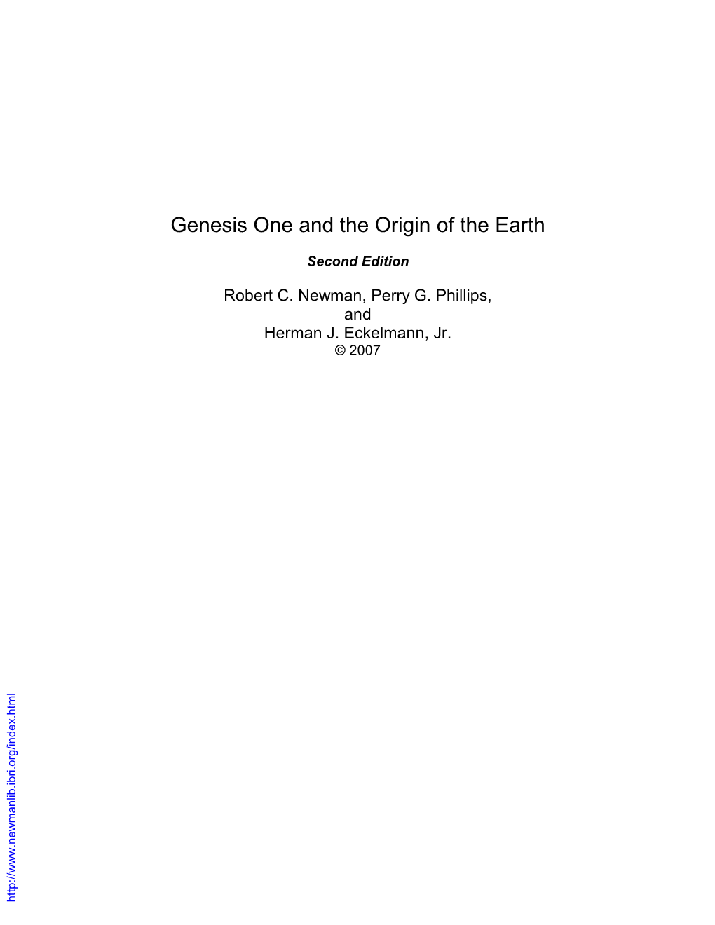 Genesis One and the Origin of the Earth