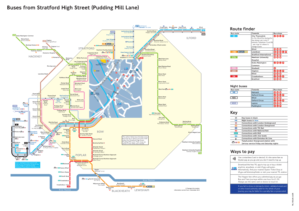 Buses from Stratford High Street (Pudding Mill Lane)