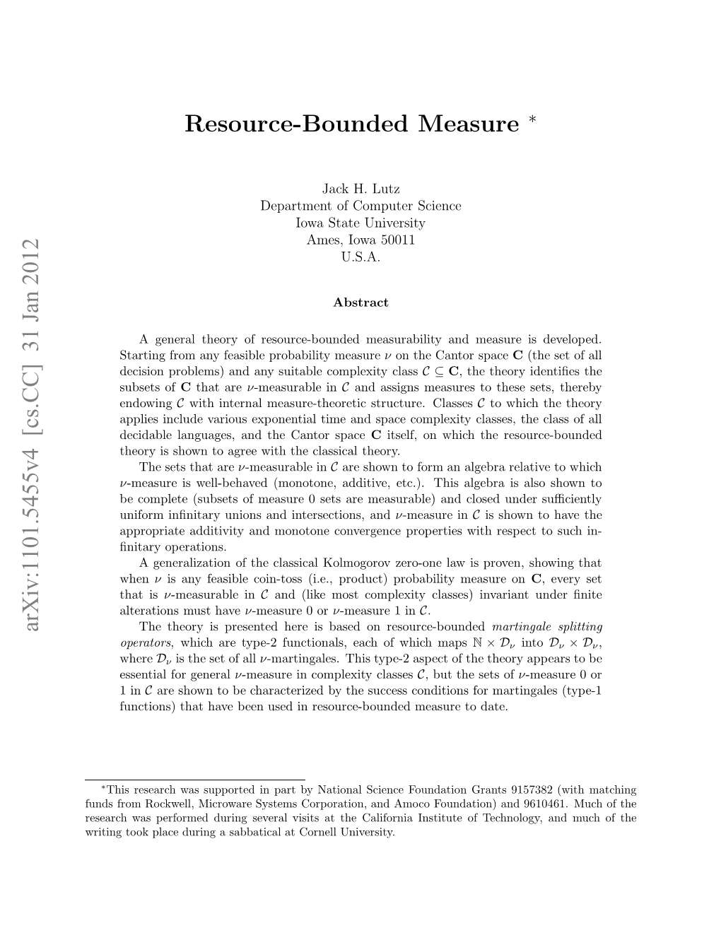 Resource Bounded Measure