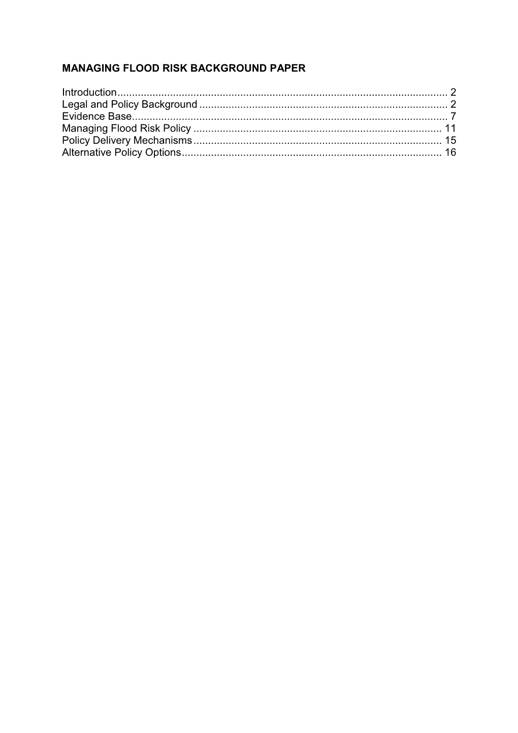 Managing Flood Risk Background Paper FINAL