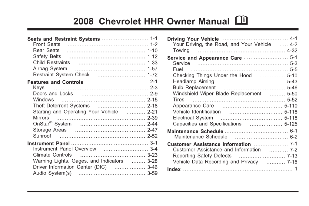 2008 Chevrolet HHR Owner Manual M