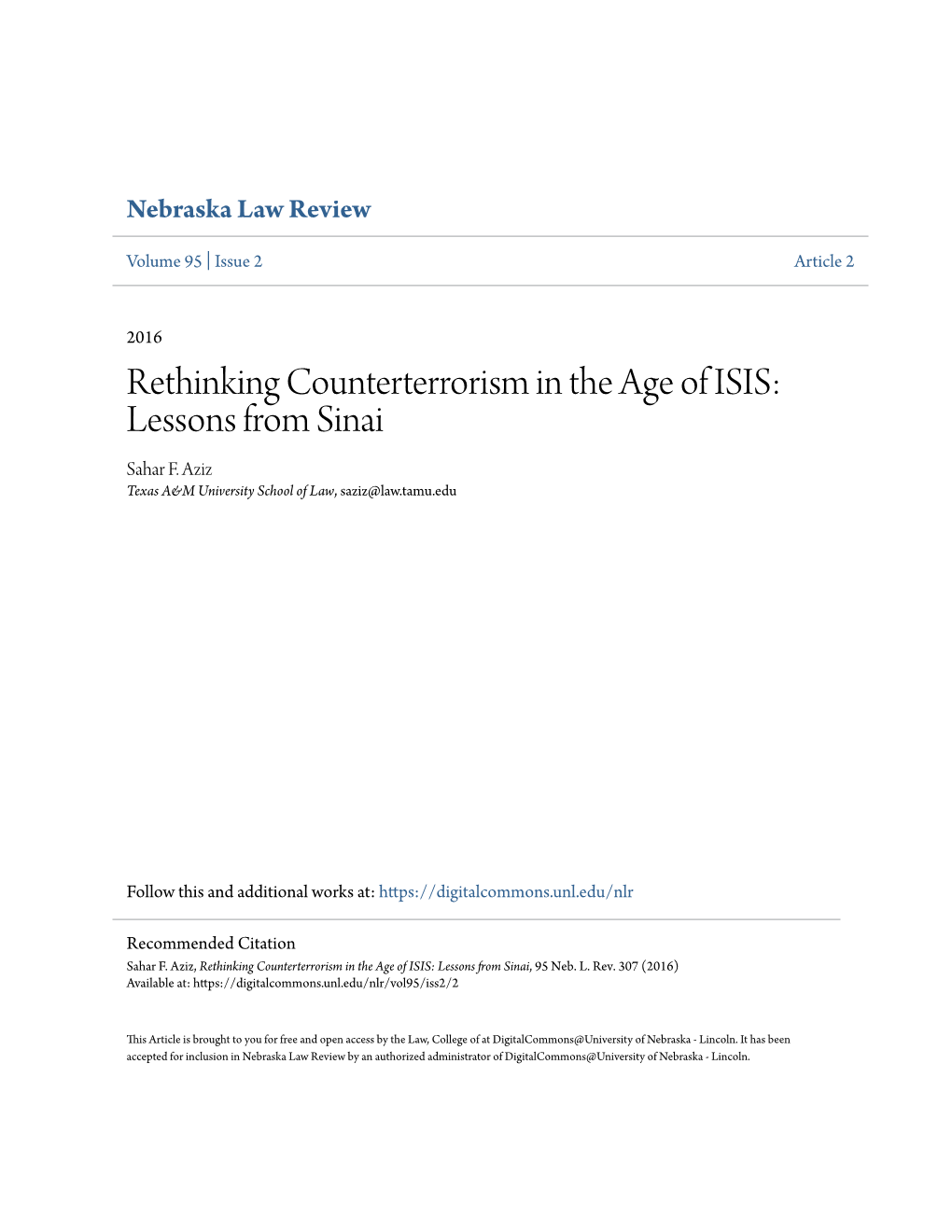 Rethinking Counterterrorism in the Age of ISIS: Lessons from Sinai Sahar F