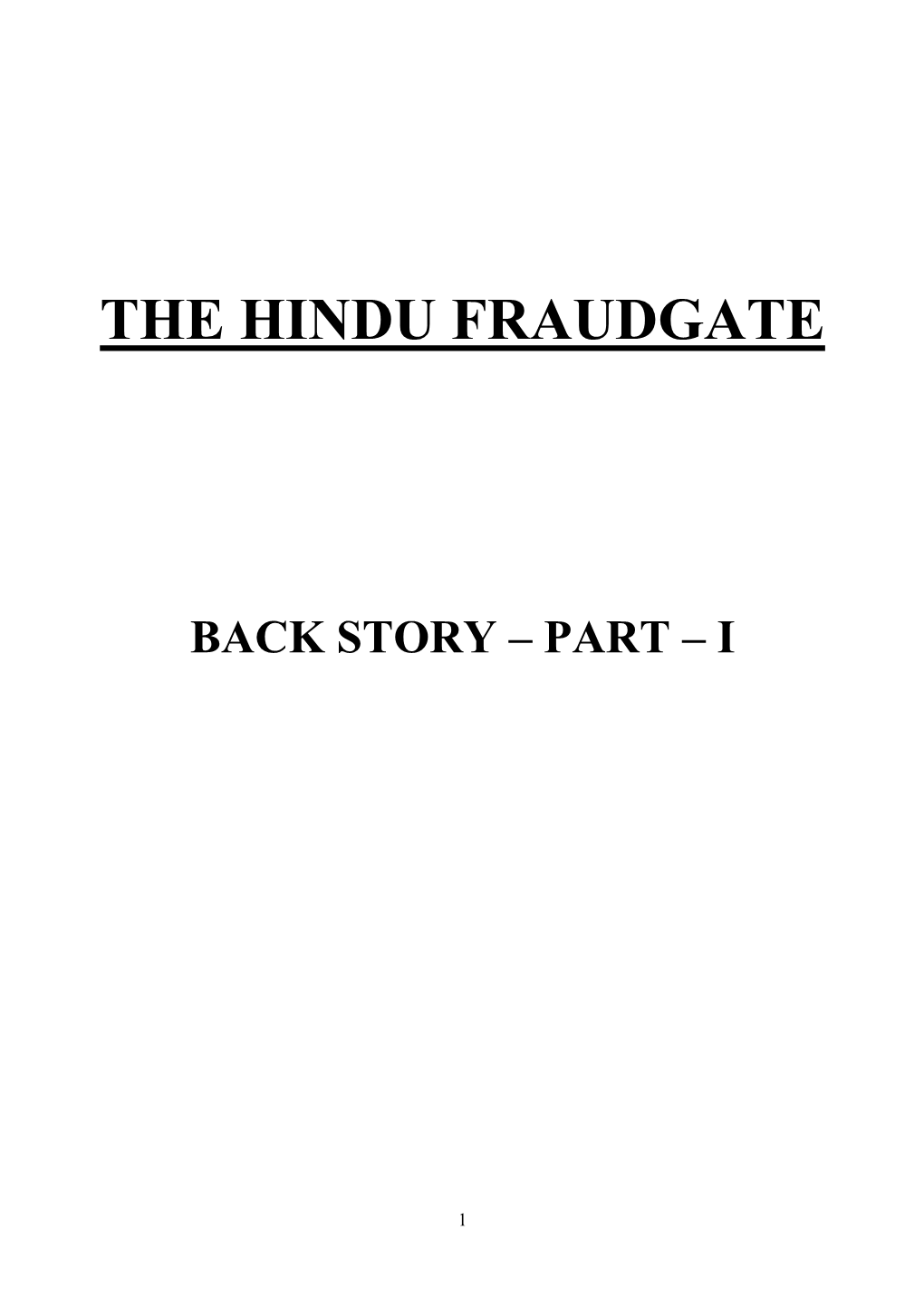 The Hindu Fraudgate