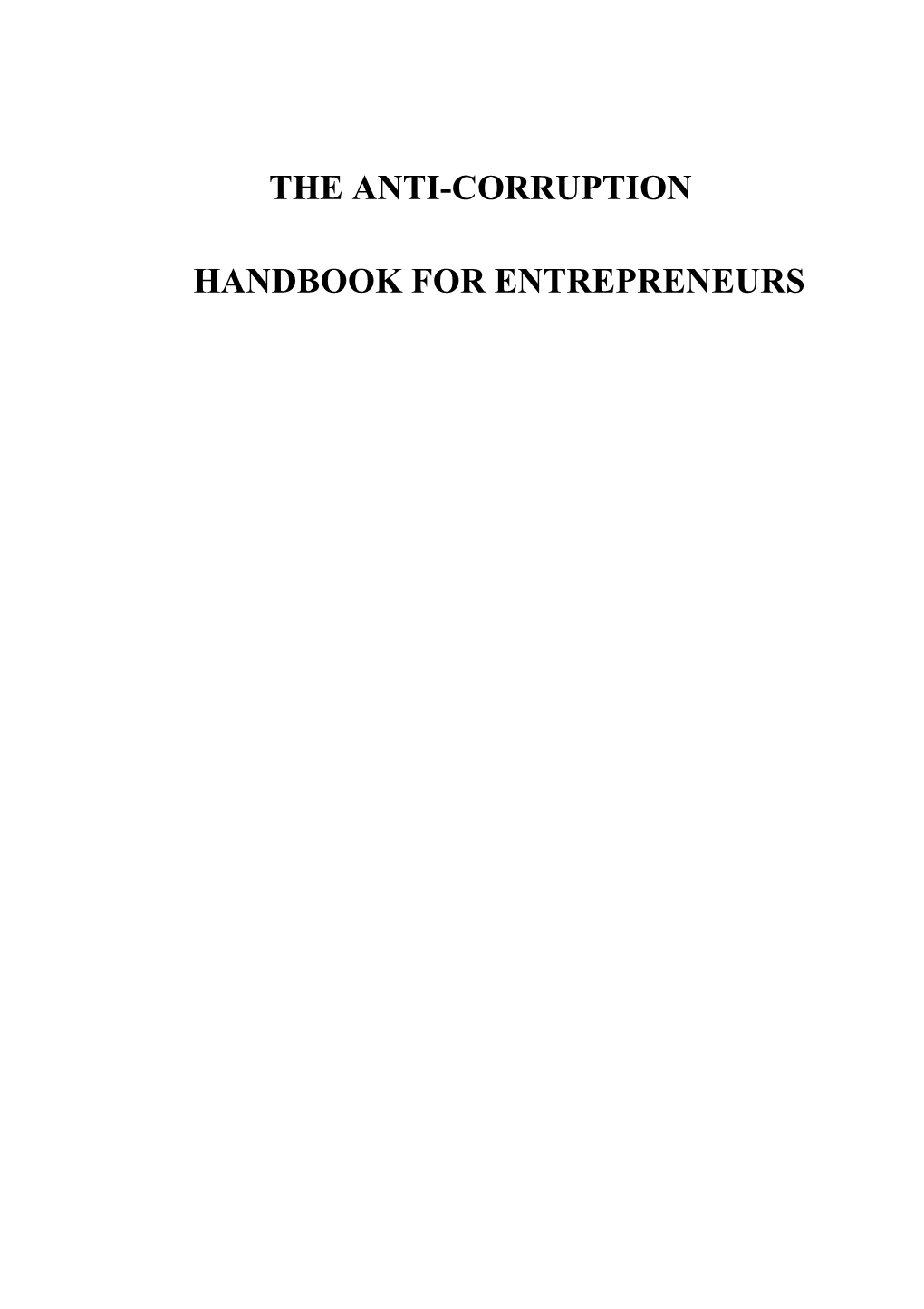 The Anti-Corruption Handbook for Entrepreneurs