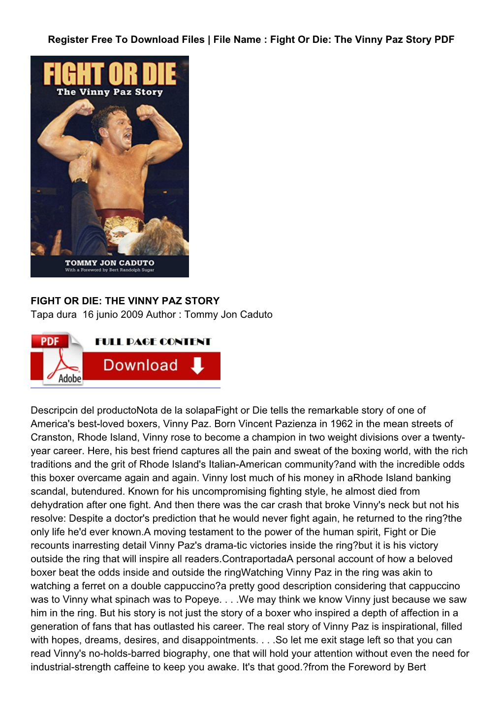 The Vinny Paz Story PDF