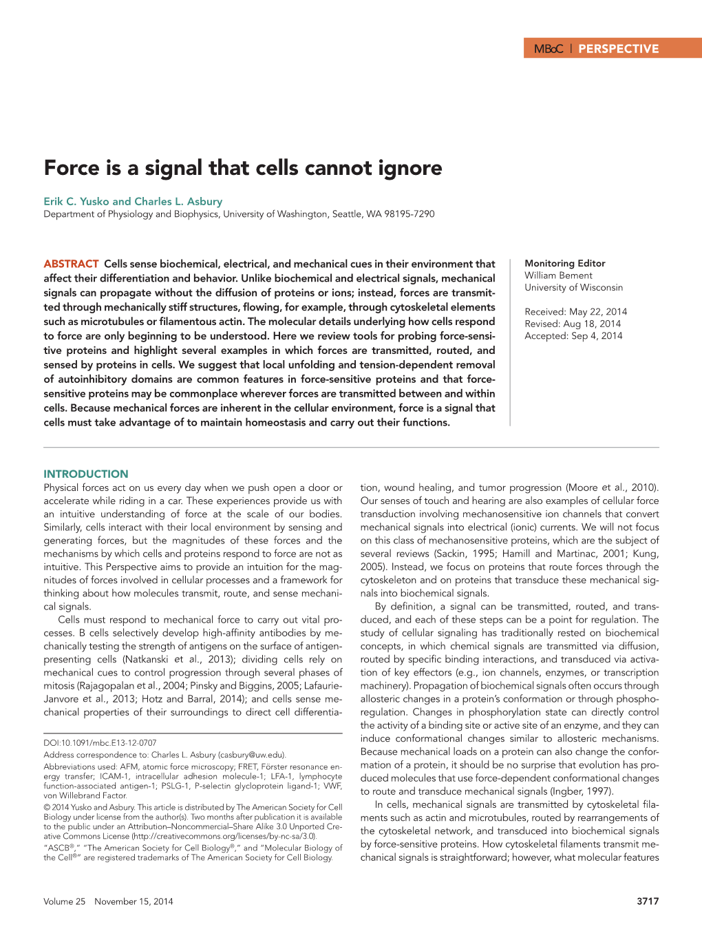 Force Is a Signal That Cells Cannot Ignore