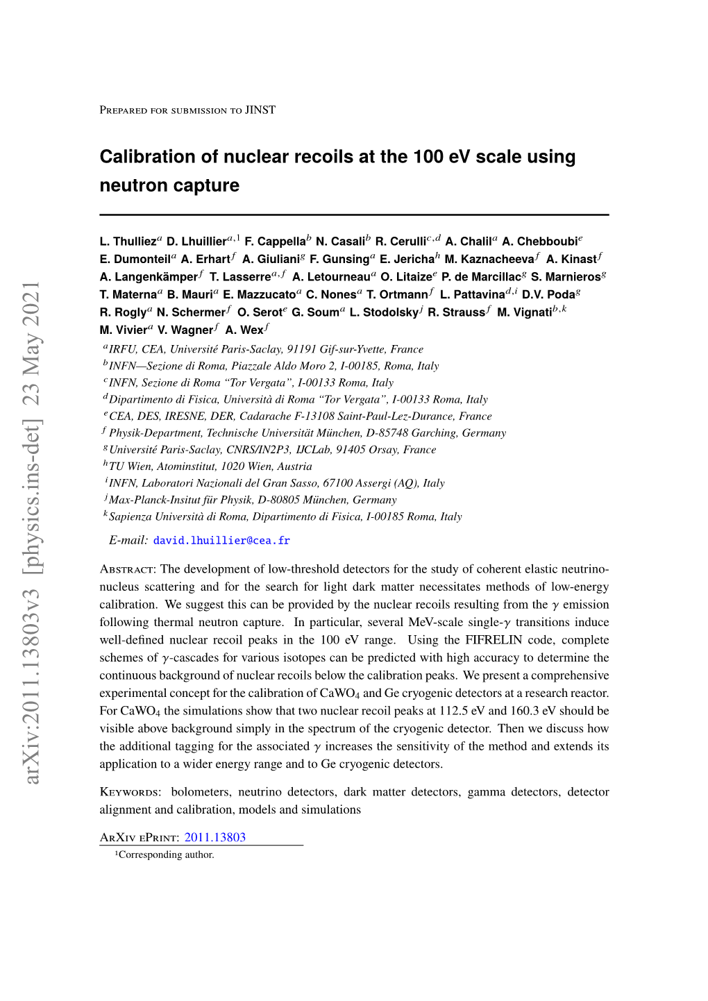 Calibration of Nuclear Recoils at the 100 Ev Scale Using Neutron Capture