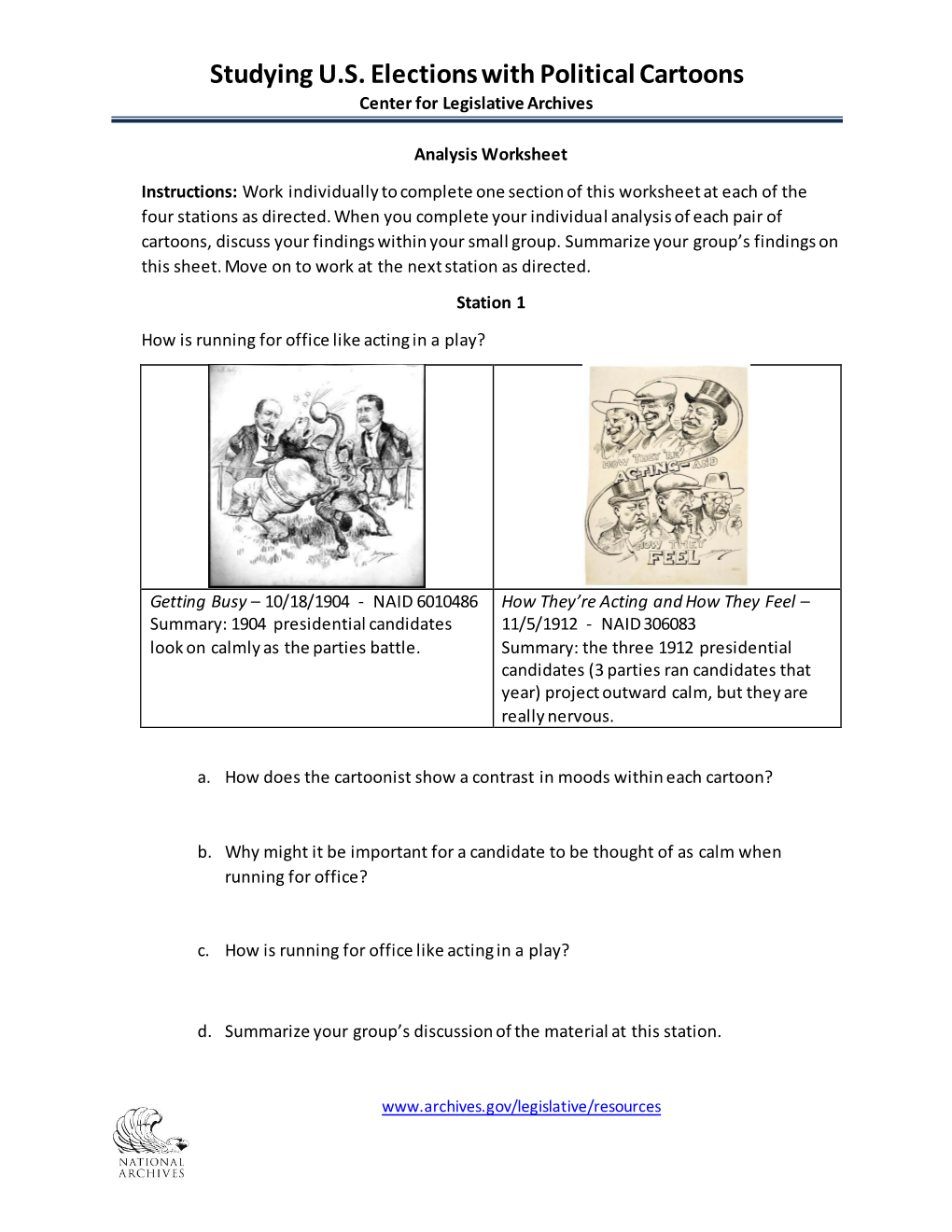 Studying U.S. Elections with Political Cartoons Center for Legislative Archives