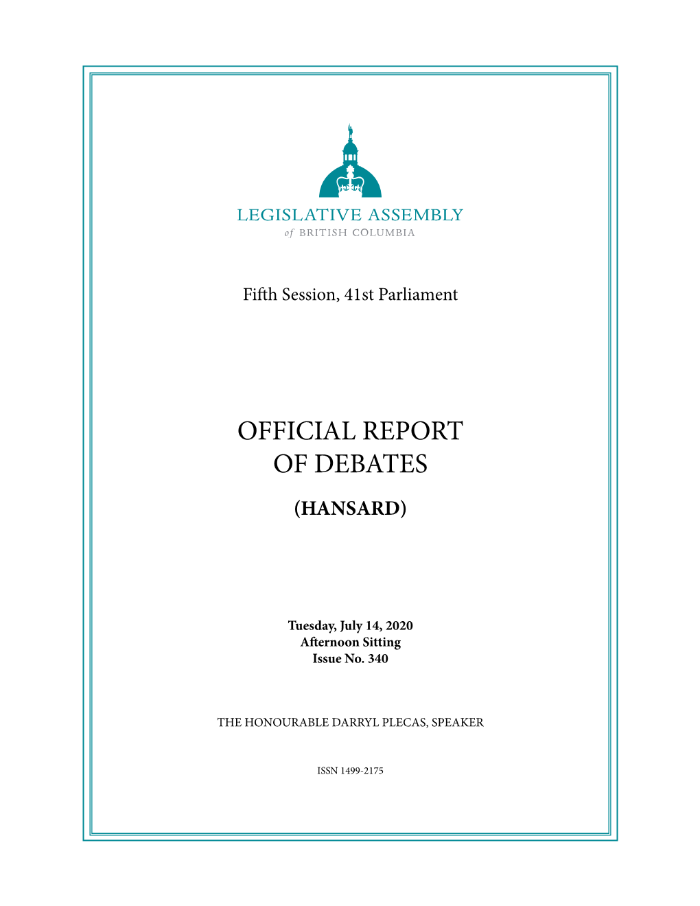 Official Report of Debates (Hansard)