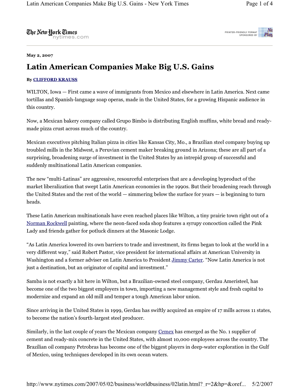 Latin American Companies Make Big U.S. Gains - New York Times Page 1 of 4