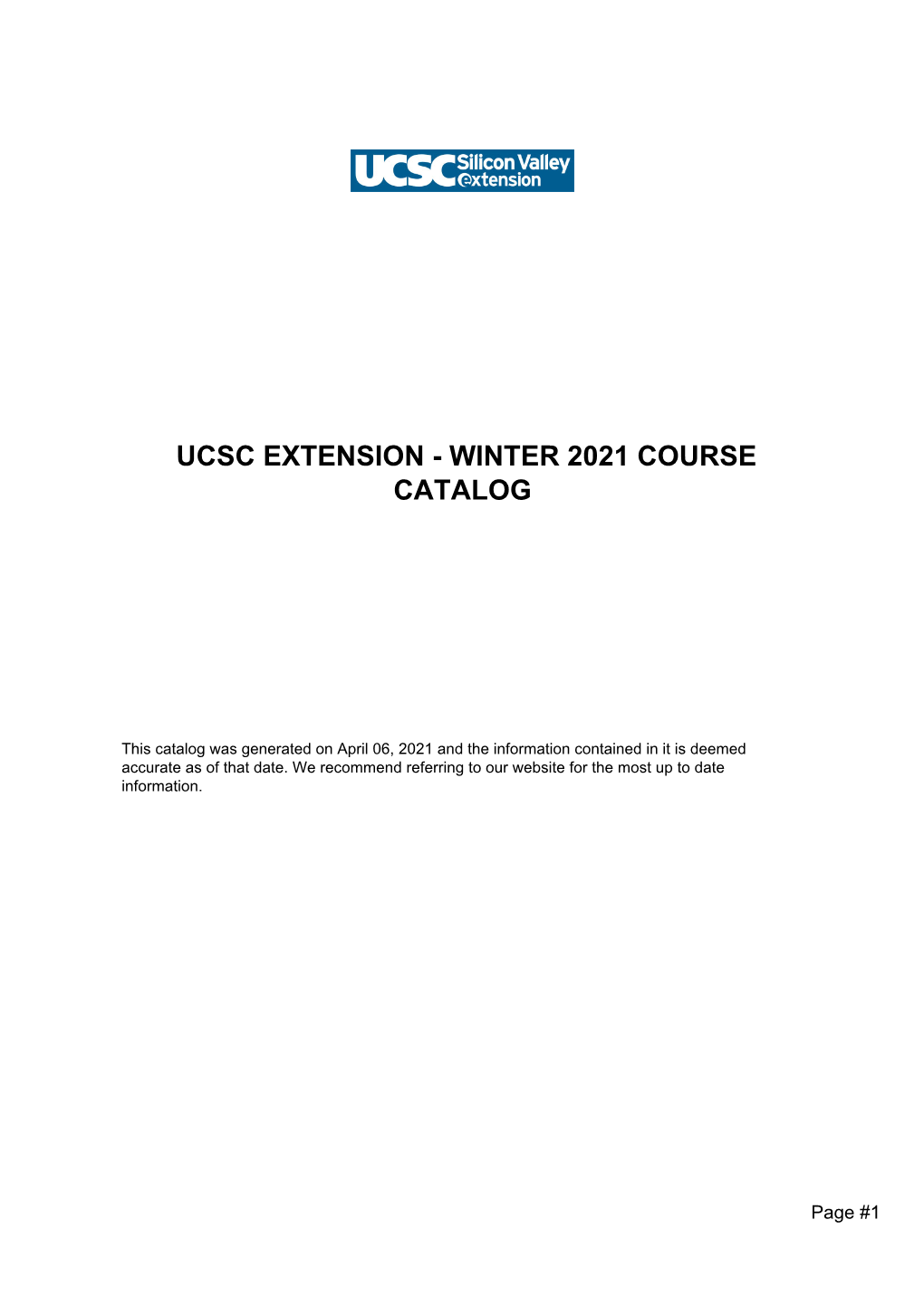 Winter 2021 Course Catalog