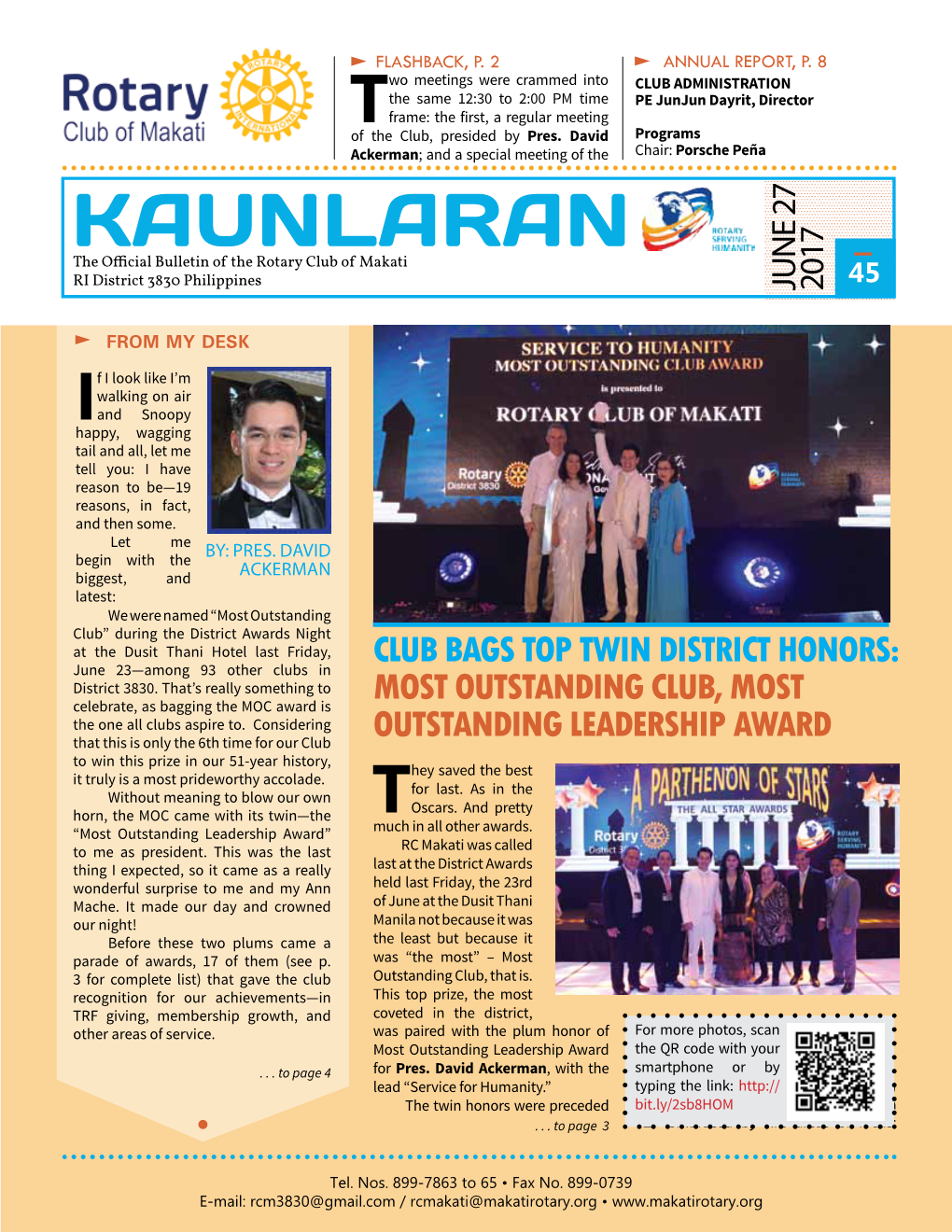 KAUNLARAN the Official Bulletin of the Rotary Club of Makati RI District 3830 Philippines JUNE 27 JUNE 2017 45
