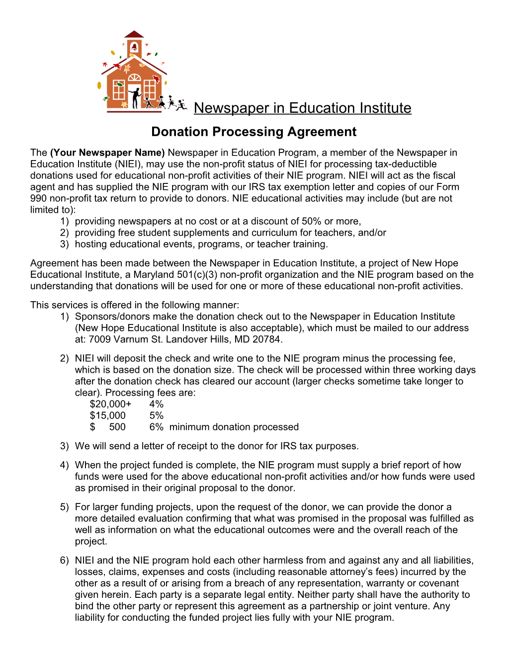 Donation Processing Agreement