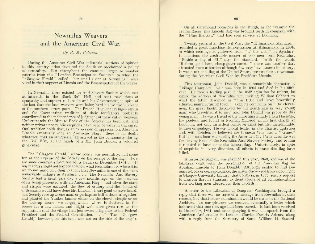 Newmilns Weavers and the American Civil War