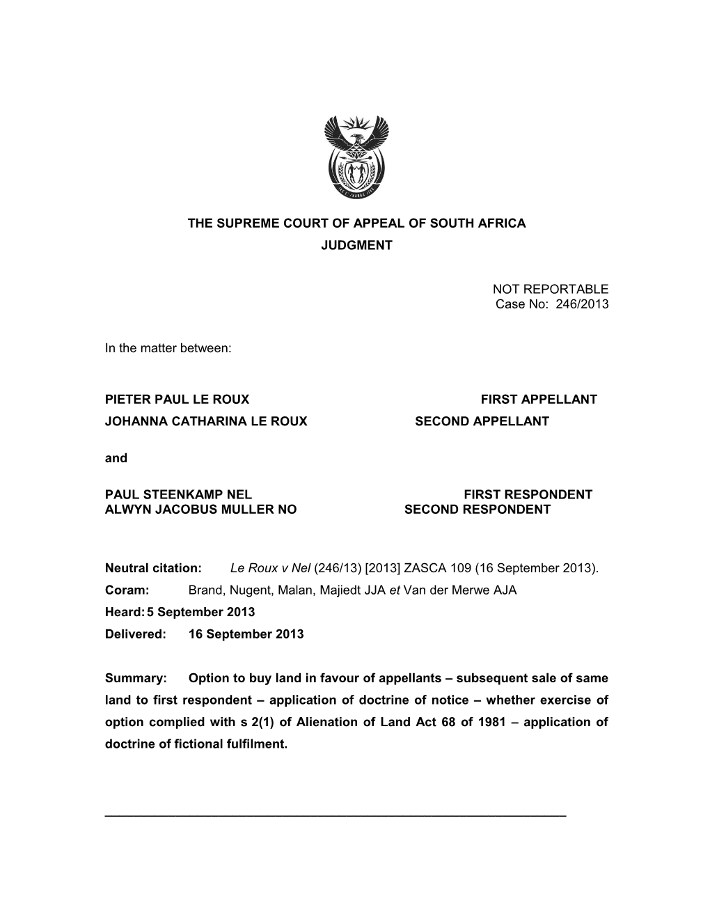 The Supreme Court of Appeal of South Africa s3