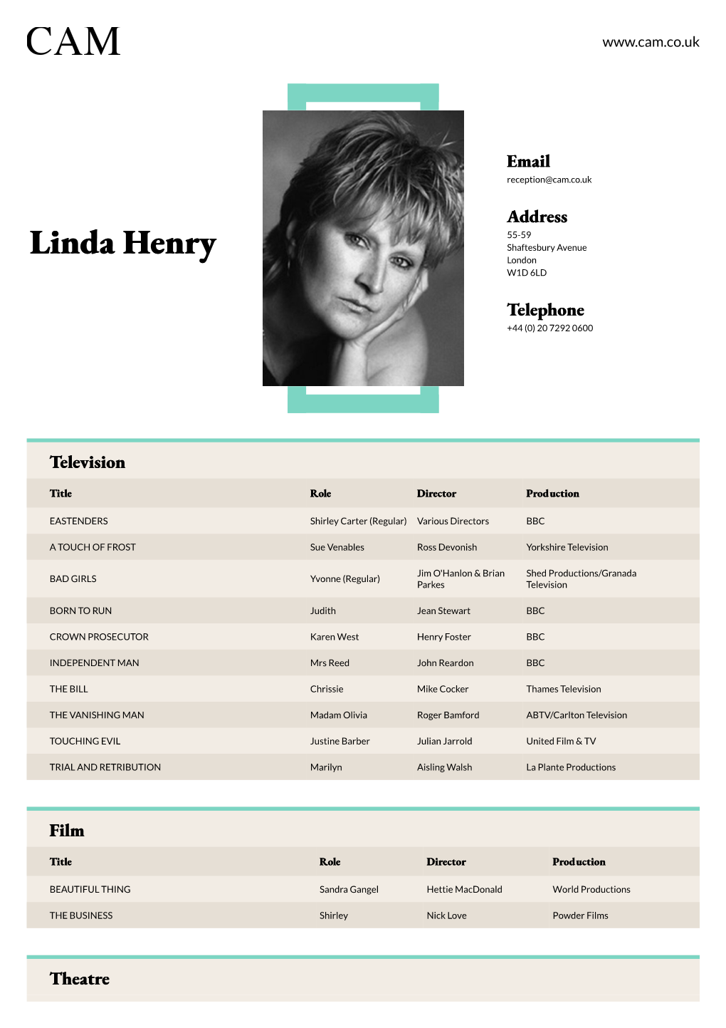 Linda Henry Shaftesbury Avenue London W1D 6LD