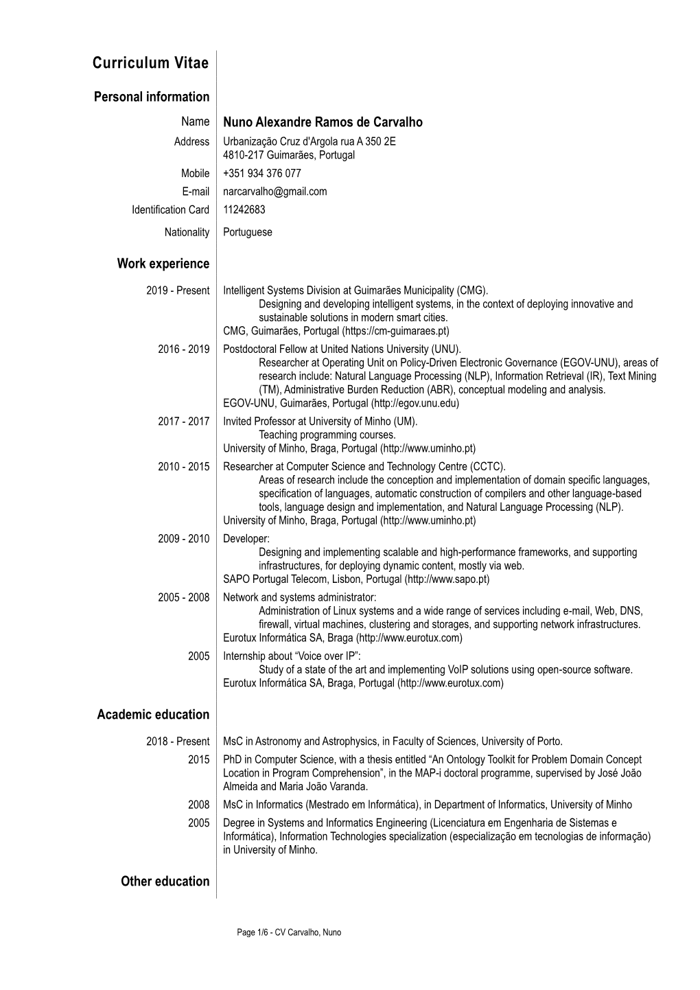 Europass Curriculum Vitae