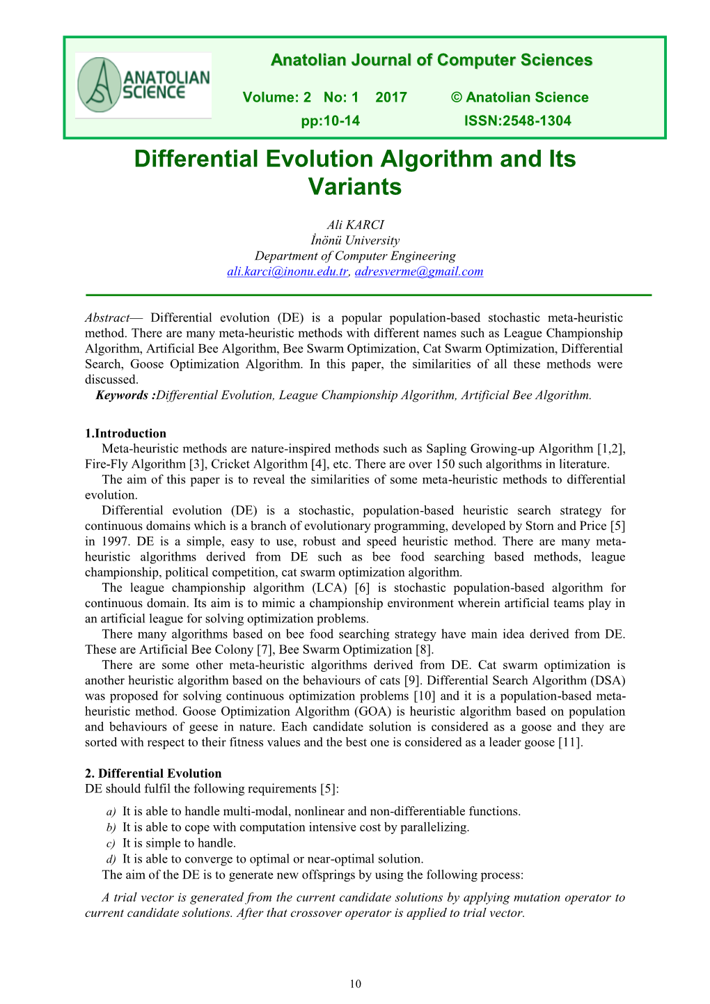 Differential Evolution Algorithm and Its Variants