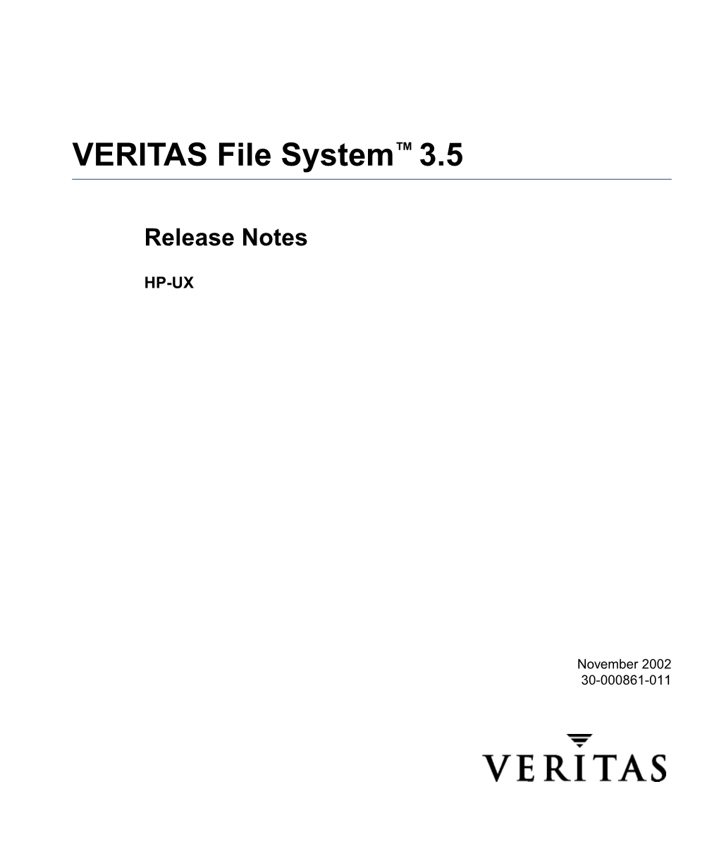 VERITAS File System 3.5 Release Notes