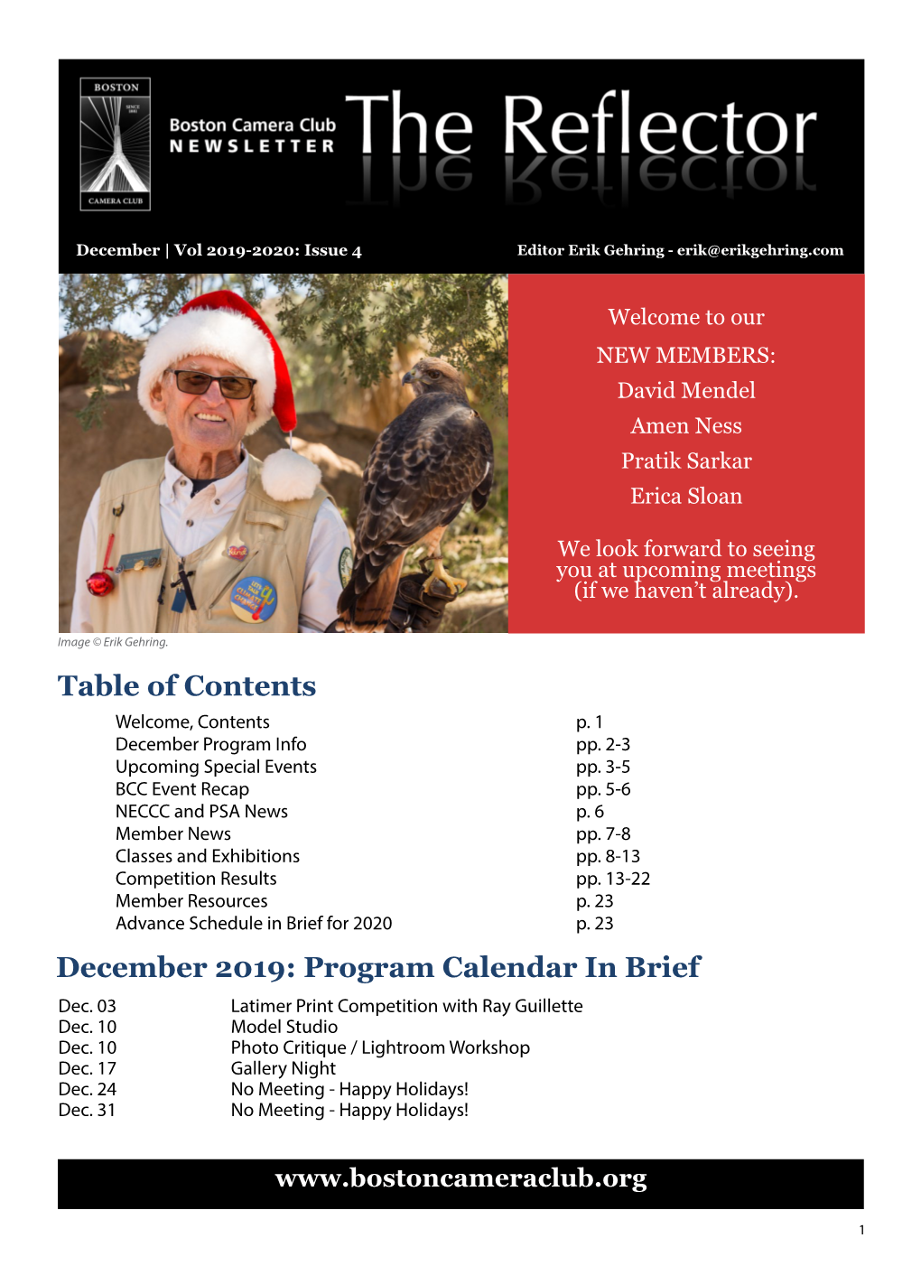 Table of Contents December 2019: Program