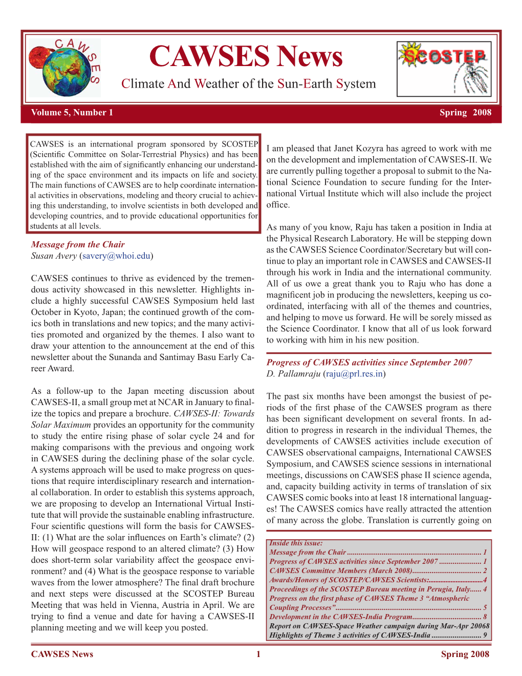 CAWSES News Climate and Weather of the Sun-Earth System