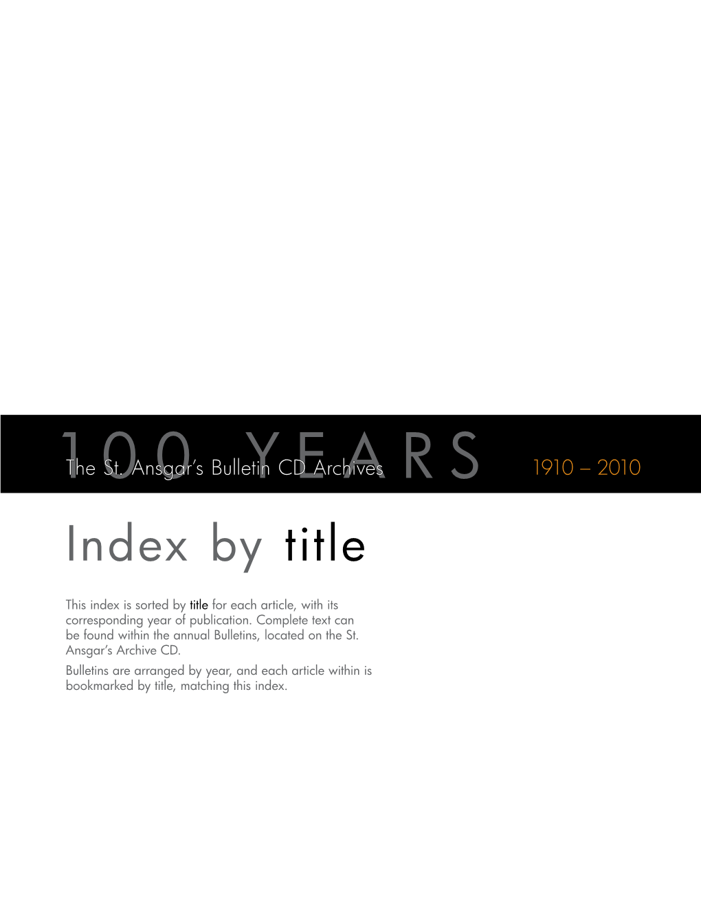 Ansgar's Final Index 1910-2010