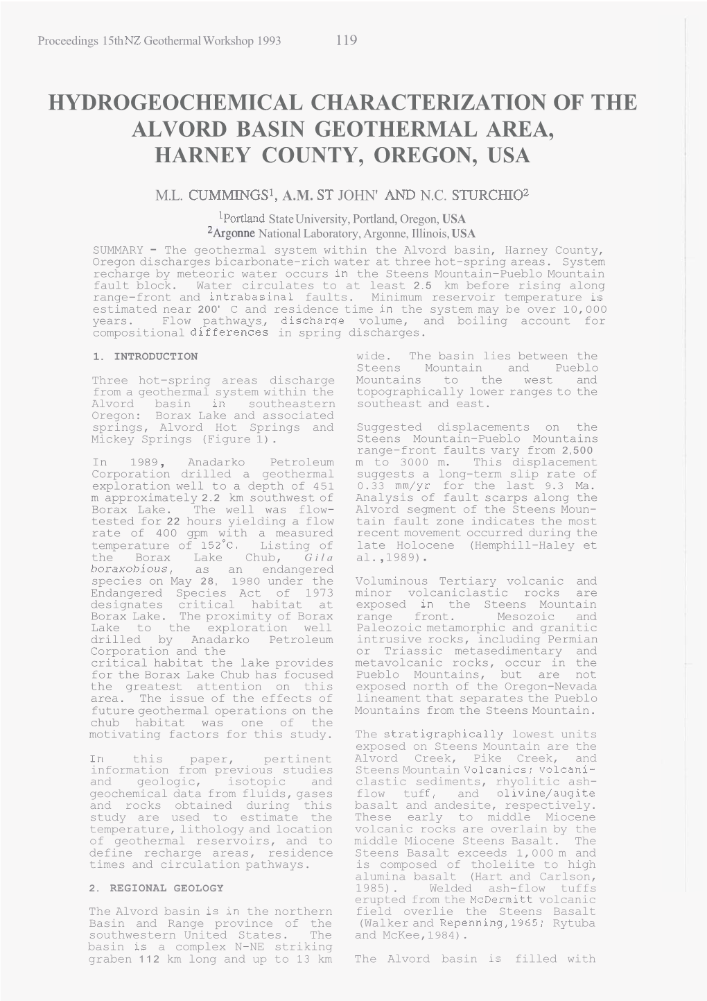 Hydrogeochemical Characterization of the Alvord Basin Geothermal Area, Harney County, Oregon, Usa