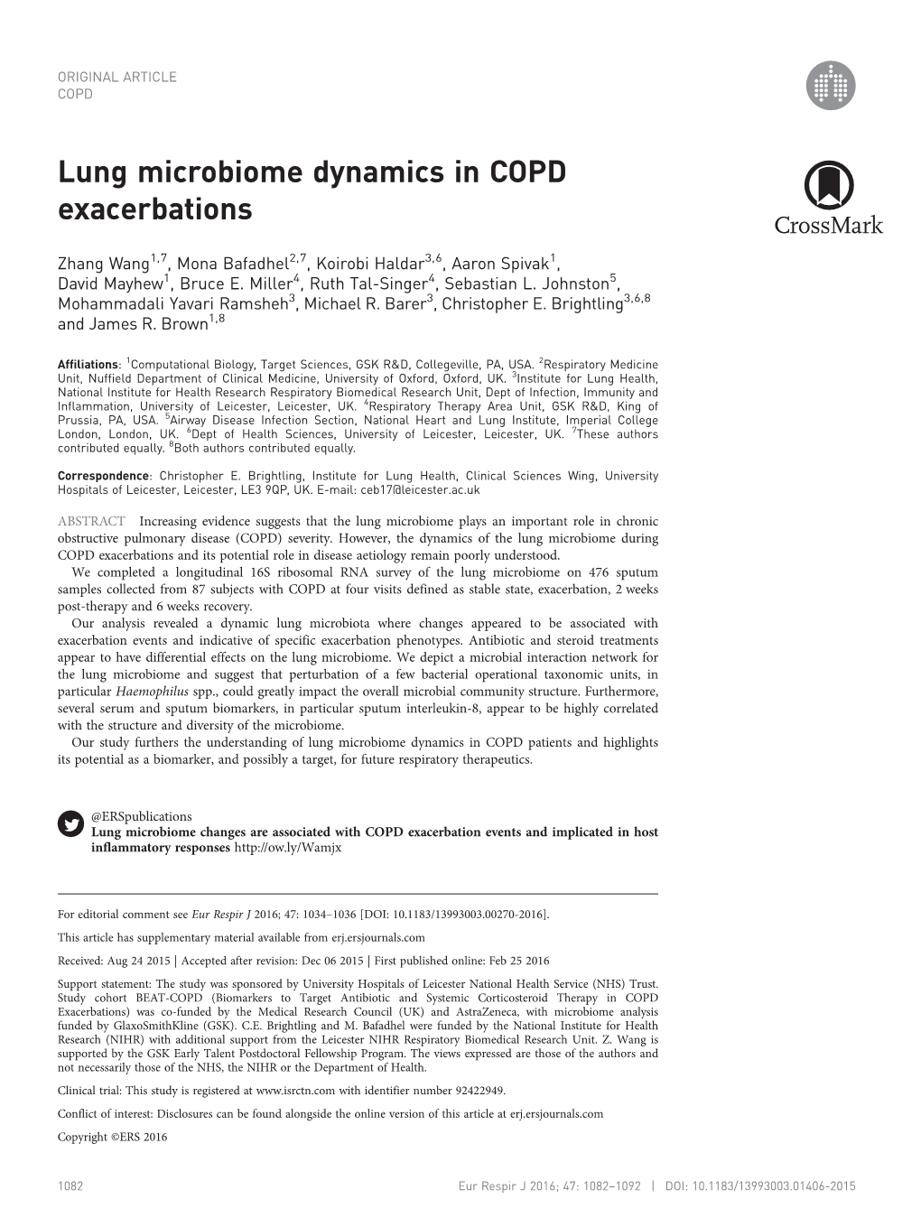 Lung Microbiome Dynamics in COPD Exacerbations