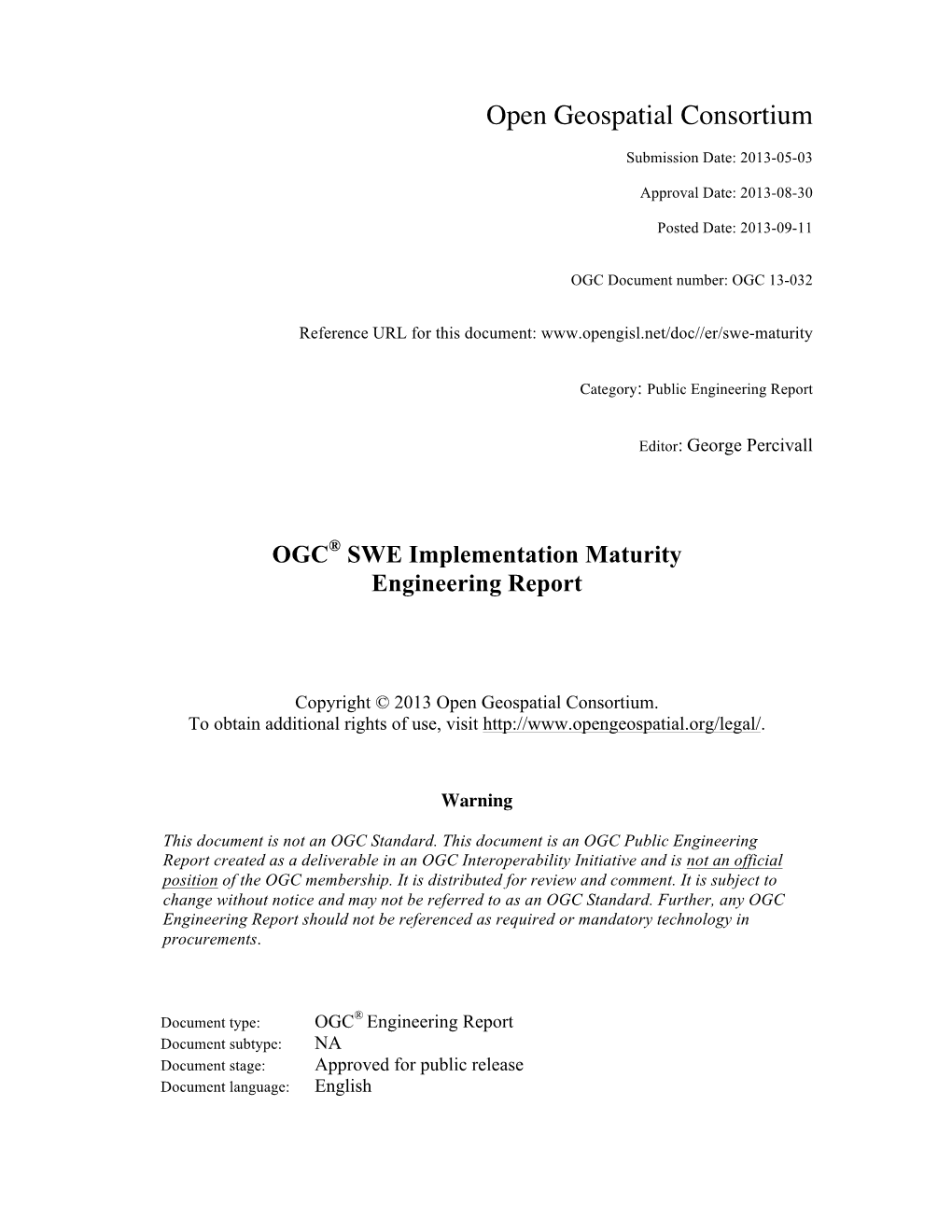 SWE Implementation Maturity Engineering Report