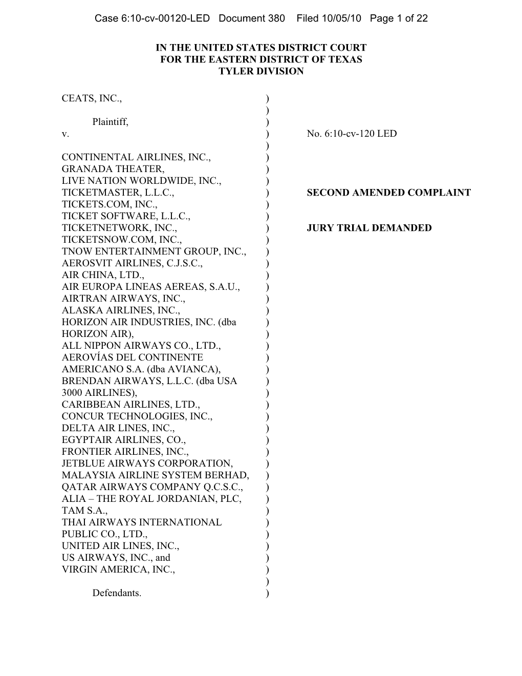 In the United States District Court for the Eastern District of Texas Tyler Division