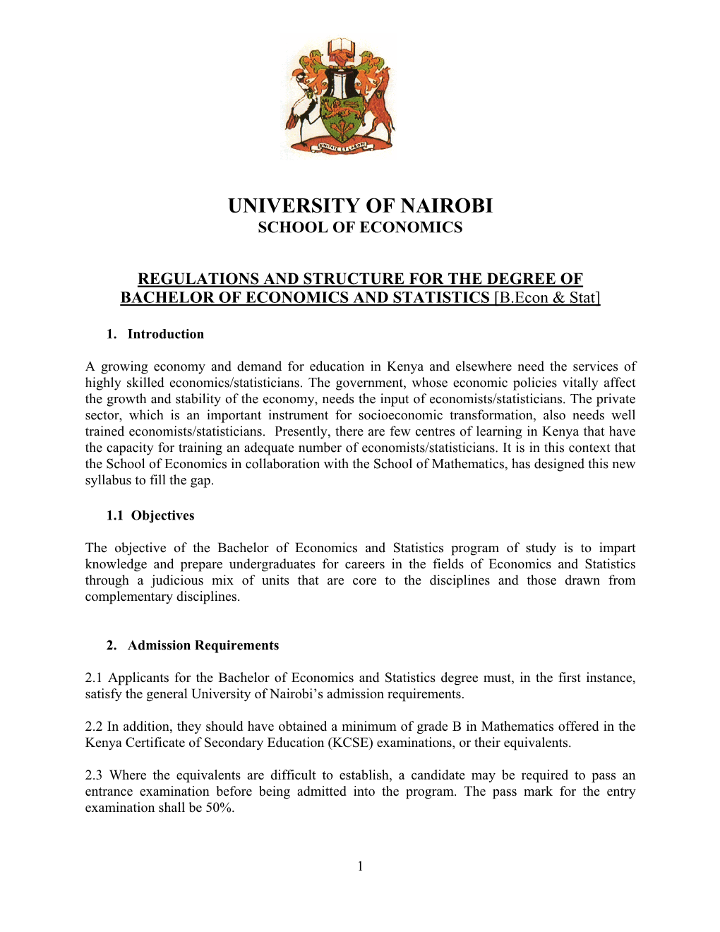 University of Nairobi | DEPARTMENT of ECONOMICS, POPULATION