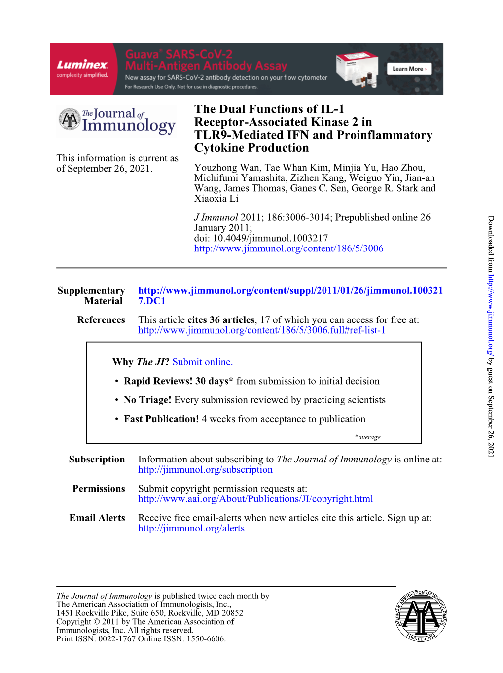 Cytokine Production TLR9-Mediated IFN and Proinflammatory Receptor