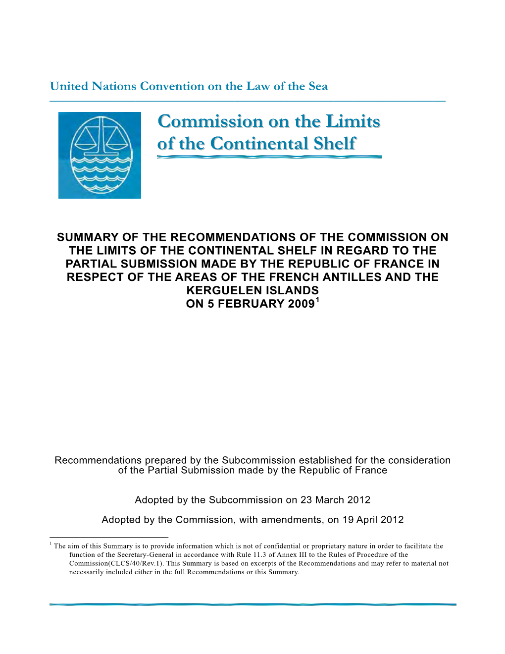 Commission on the Limits of Th Ee Continenta Ll Shelf