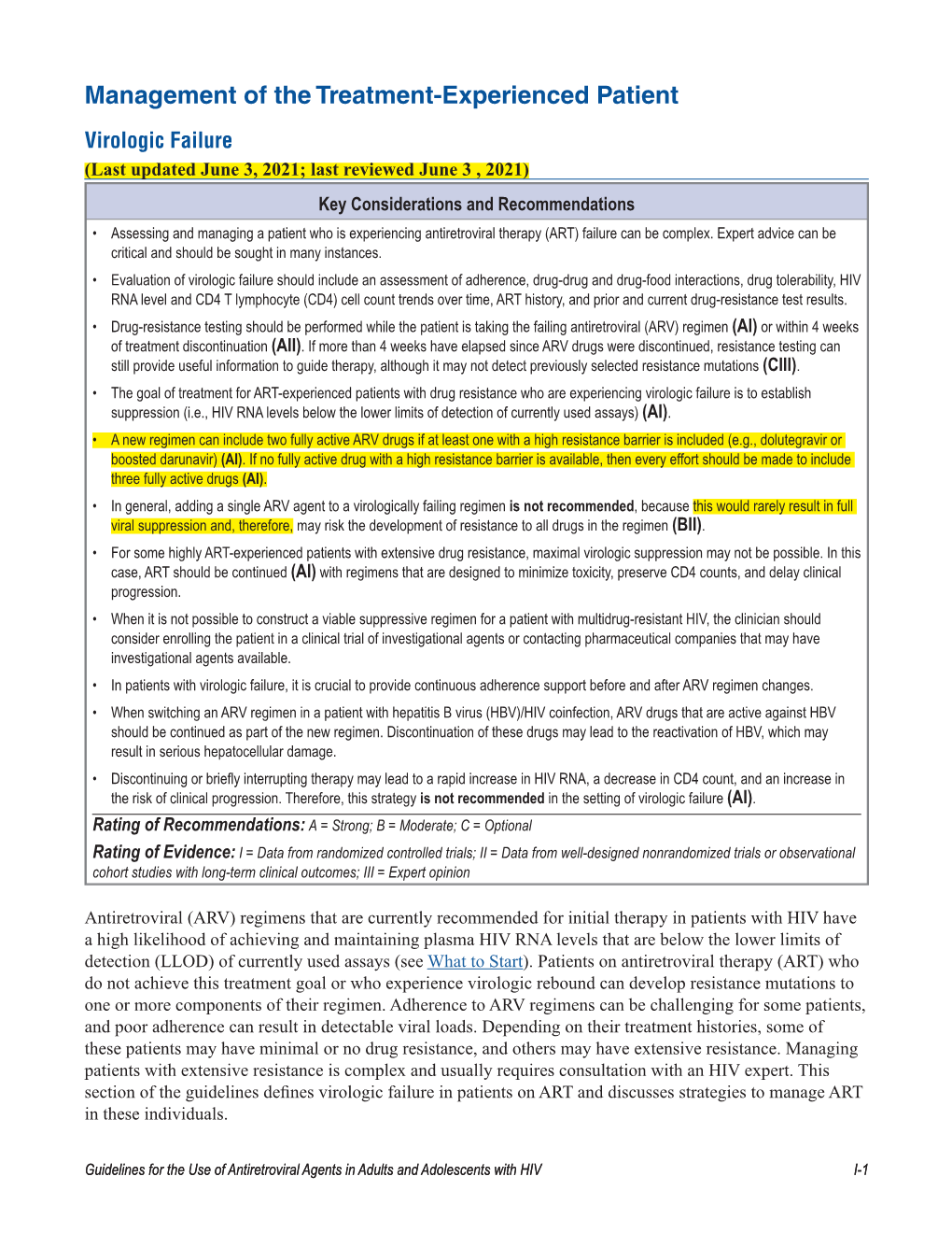 Management of the Treatment-Experienced Patient