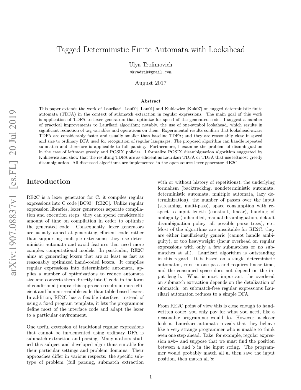 Tagged Deterministic Finite Automata with Lookahead