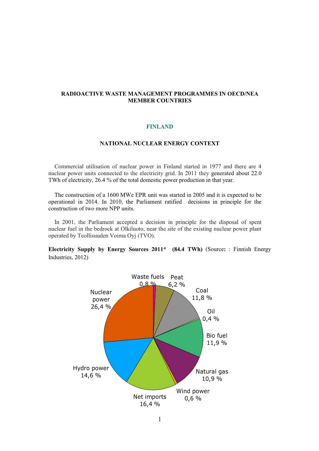 Radioactive Waste Management Programmes in Oecd/Nea Member Countries