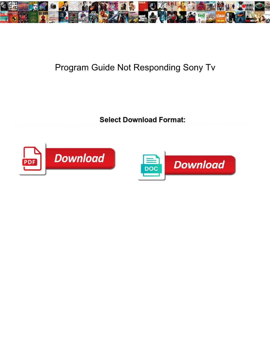 Program Guide Not Responding Sony Tv