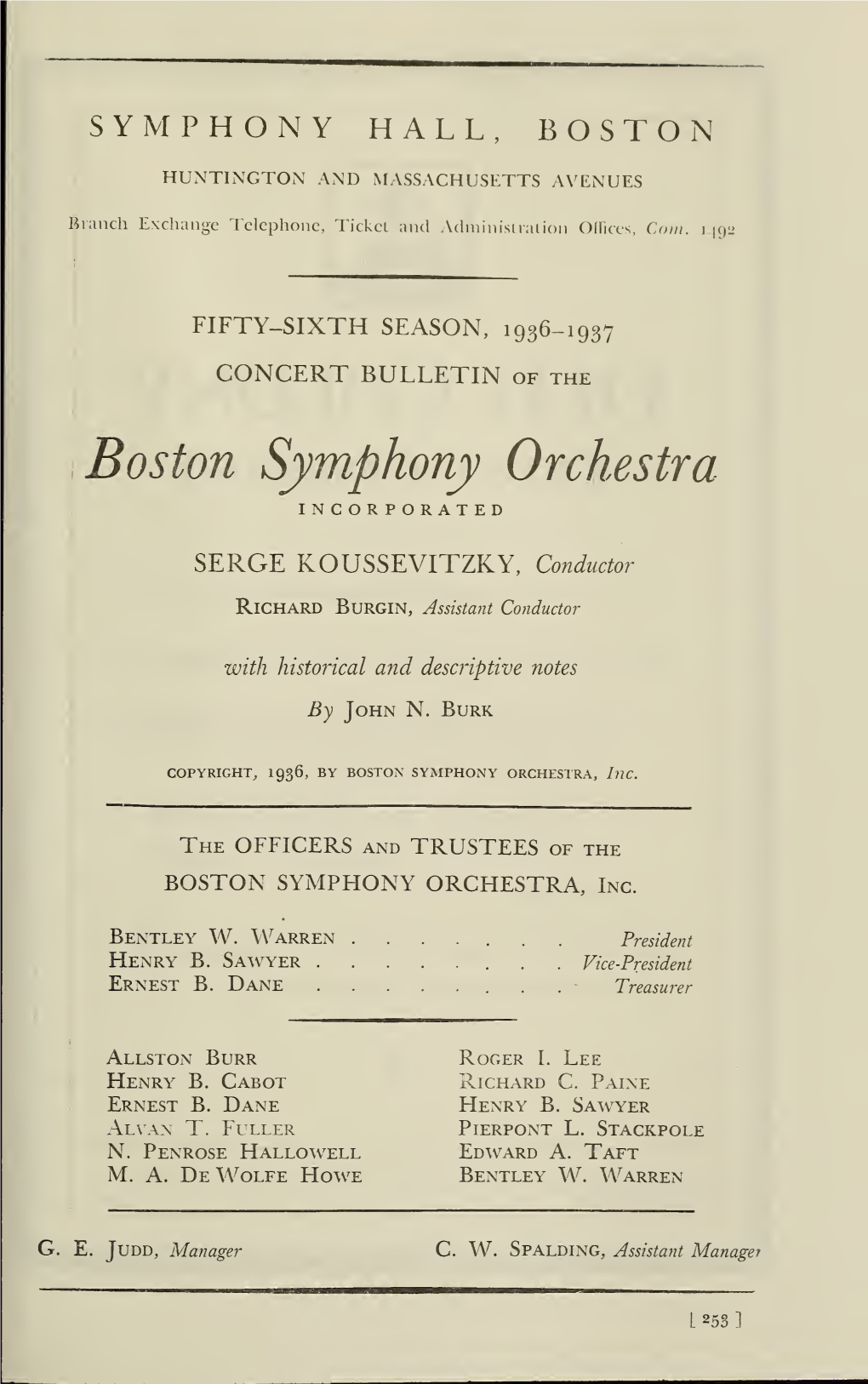 Boston Symphony Orchestra Concert Programs, Season 56,1936-1937, Subscription Series