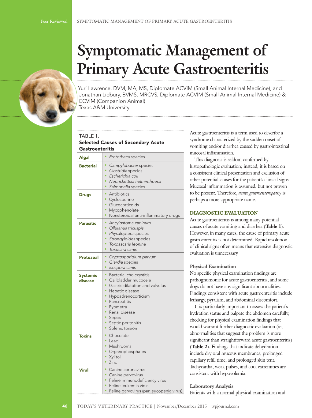 Symptomatic Management of Primary Acute Gastroenteritis