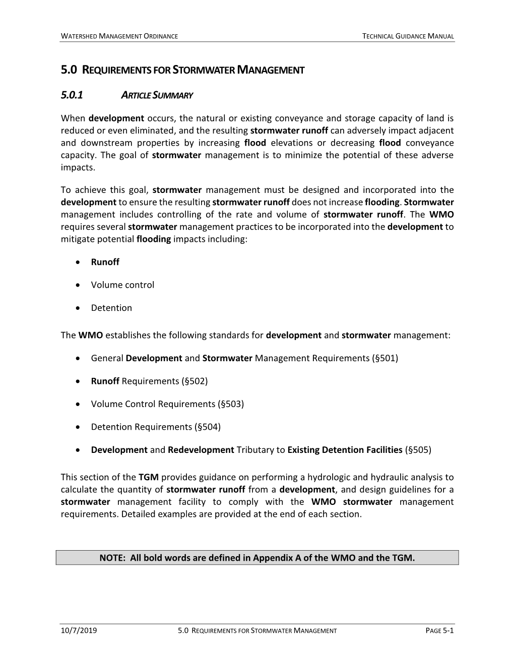 5.0 Requirements for Stormwater Management