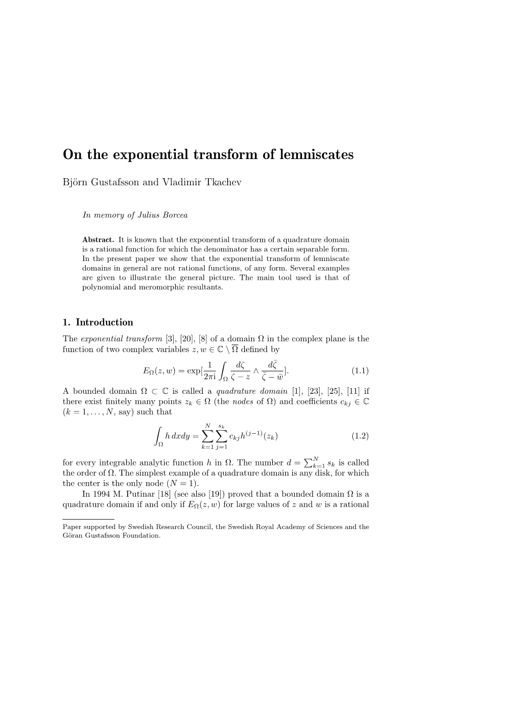 On the Exponential Transform of Lemniscates