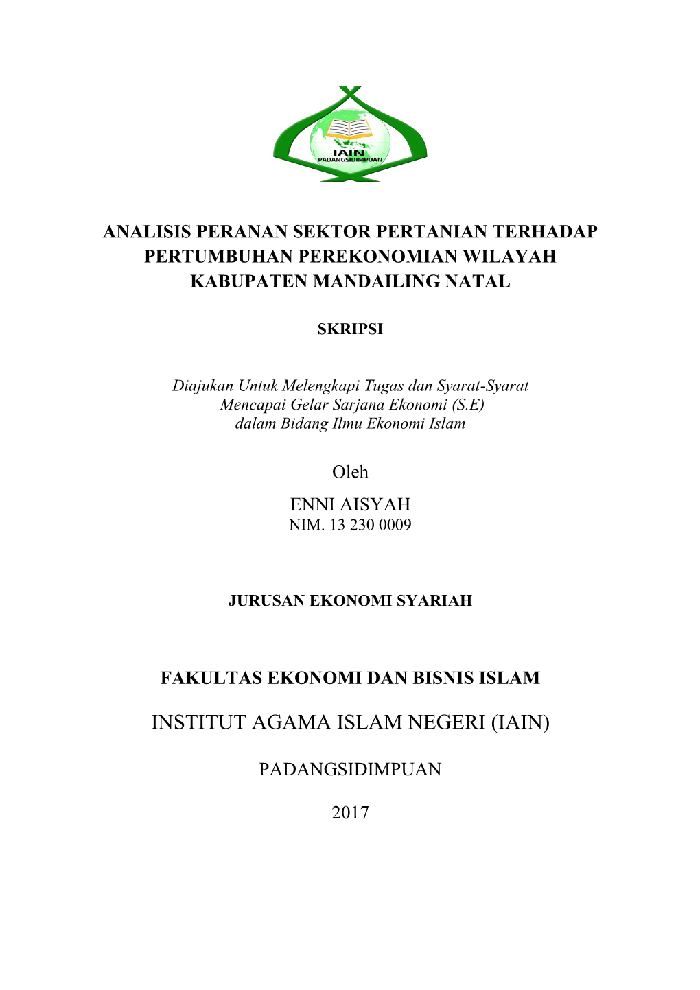 Institut Agama Islam Negeri (Iain)