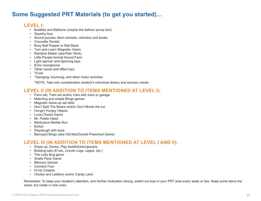 Some Suggested PRT Materials (To Get You Started)…