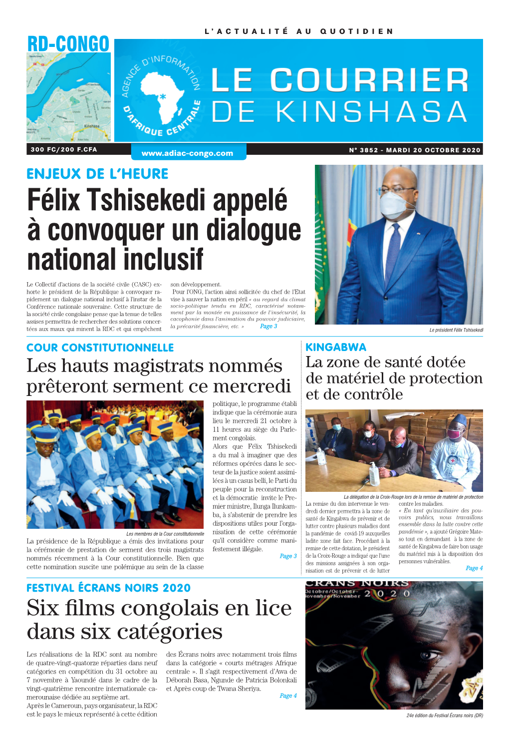 Félix Tshisekedi Appelé À Convoquer Un Dialogue National Inclusif Le Collectif D’Actions De La Société Civile (CASC) Ex- Son Développement