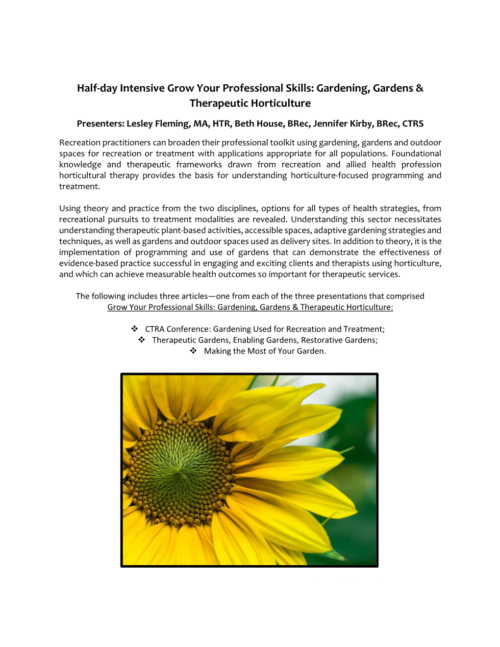 Half-Day Intensive Grow Your Professional Skills: Gardening