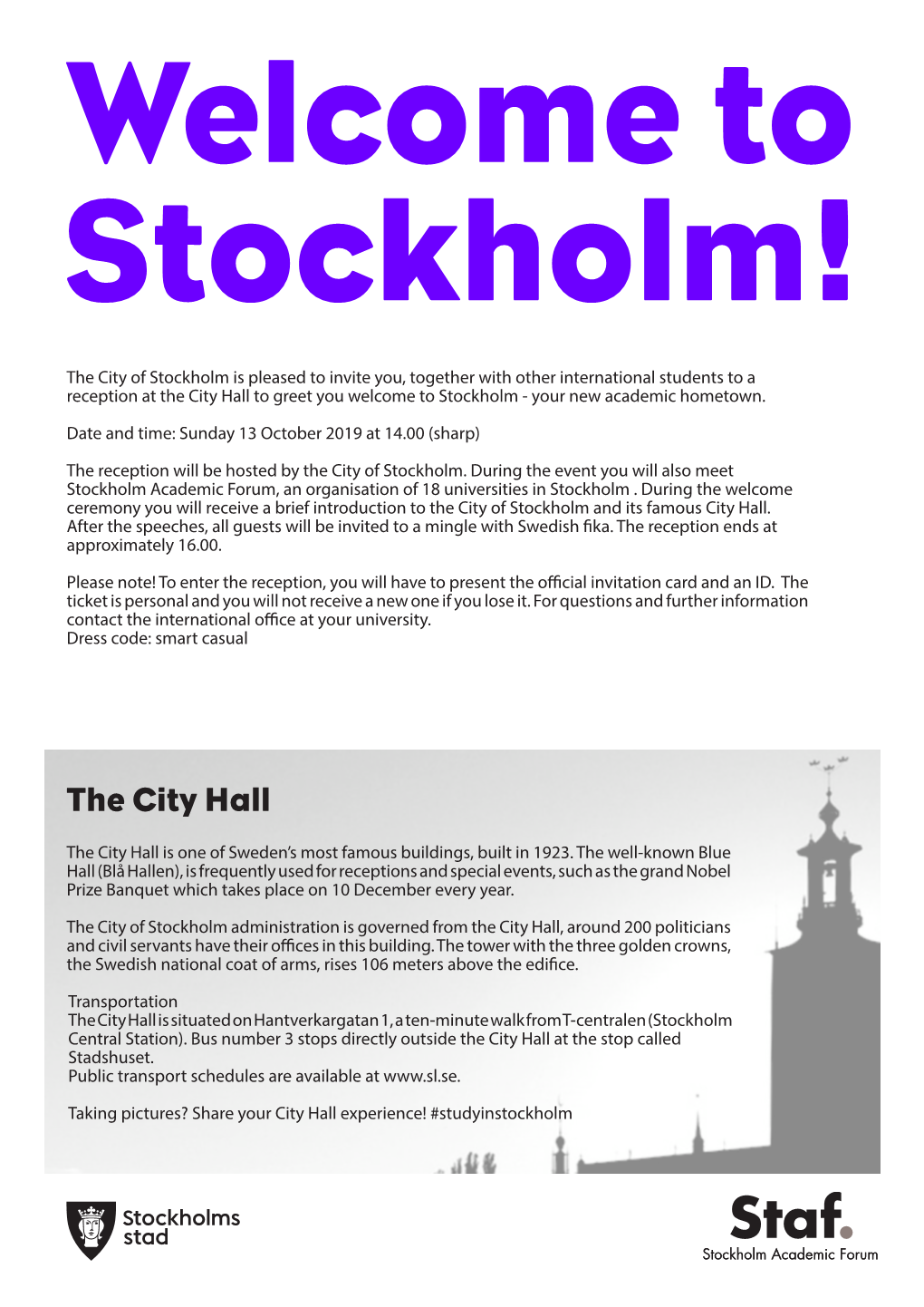 The City Hall to Greet You Welcome to Stockholm - Your New Academic Hometown