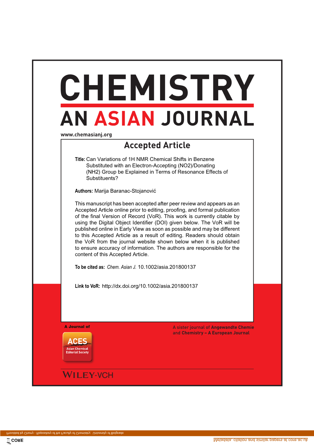 Can Variations of 1H NMR Chemical Shifts in Benzene