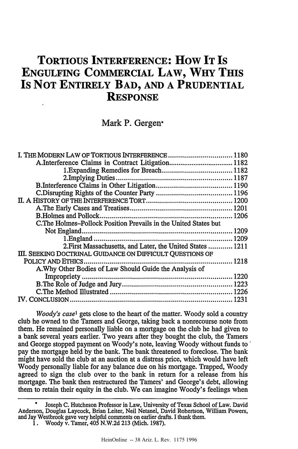 TORTIOUS INTERFERENCE: How IT Is ENGULFING COMMERCIAL LAW, WHY THIS Is NOT ENTIRELY BAD, and a PRUDENTIAL RESPONSE