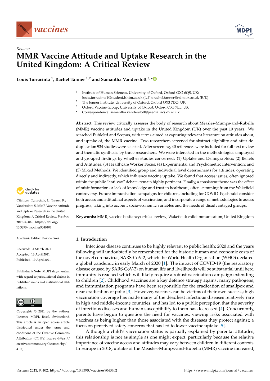 MMR Vaccine Attitude and Uptake Research in the United Kingdom: a Critical Review