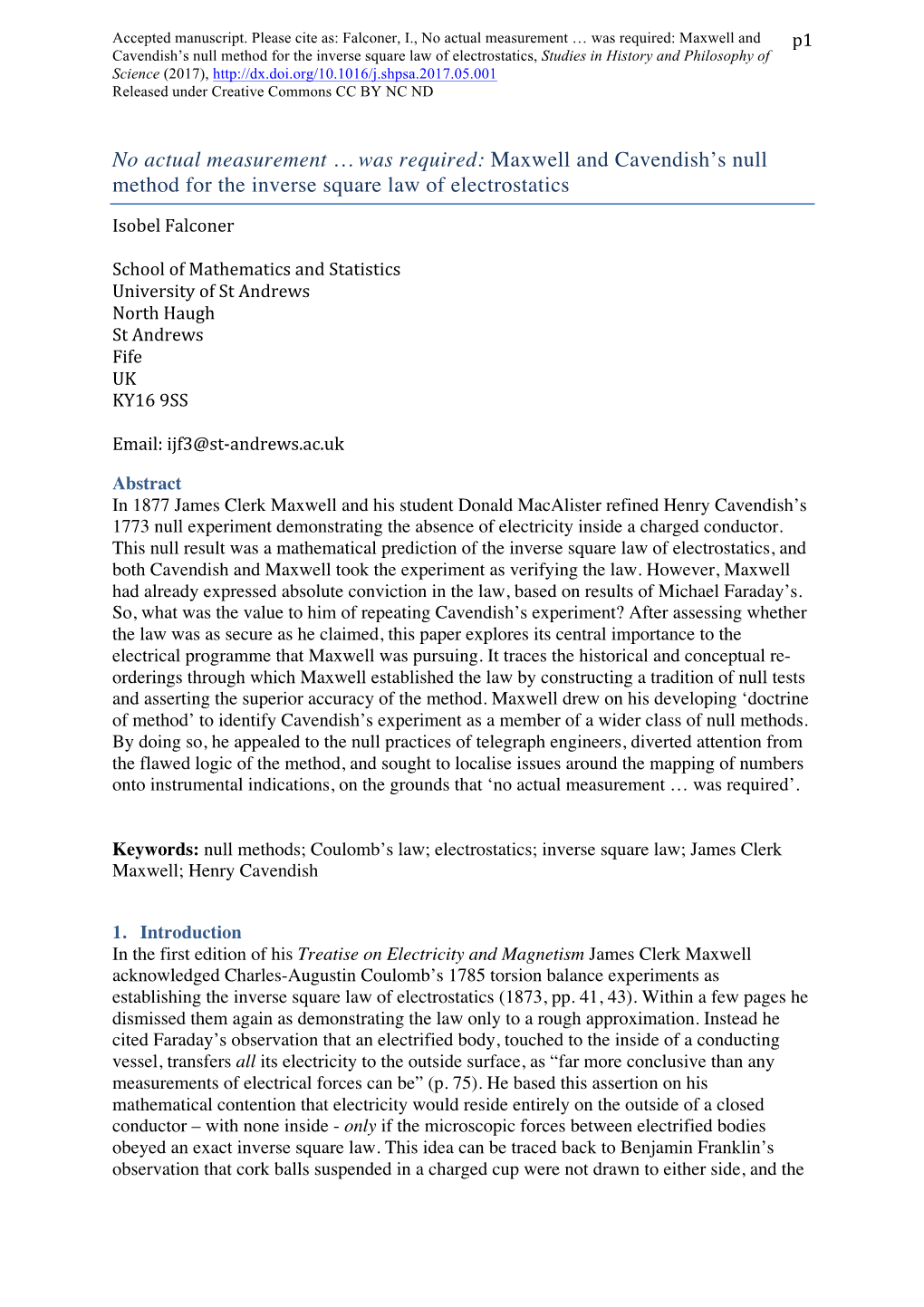 Maxwell and Cavendish's Null Method for the Inverse Square Law Of